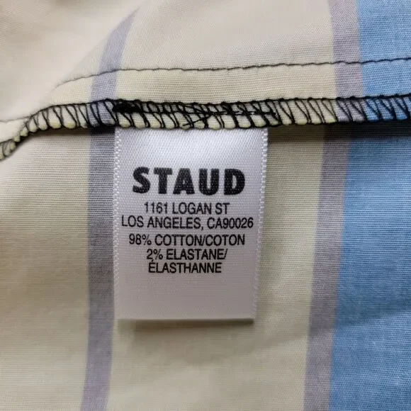 STAUD Skirt Sz 10 Formentera Stripe Sea Midi Cotton Striped Summer - Picture 13 of 17